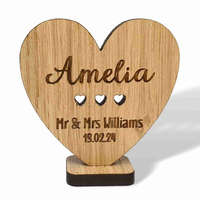 Szív alakú Ültetőkártya köszönetajándék 2 az 1-ben