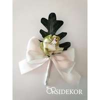 Esküvői kitűző, bokréta greenery