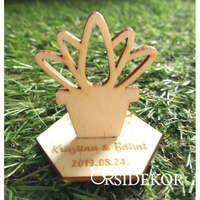 Kövirózsa fa köszönetajándék és ültetőkártya 2 az 1-ben