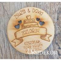 Köszönetajándék fából - poháralátét tortás motívummal