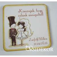 Köszönetajándék esküvői fényképes hűtőmágnes, 5x5cm