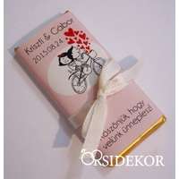 Köszönetajándék csoki biciklis, masnival átkötve