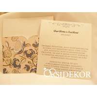 Egylapos esküvői meghívó mintás borítékban