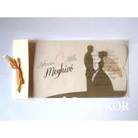 Pausz esküvői meghívó vőlegény-menyasszony mintával és masnival