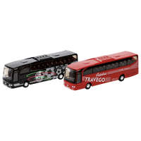GOKI Die-cast fém lendkerekes Mercedes-Benz Travego játék busz