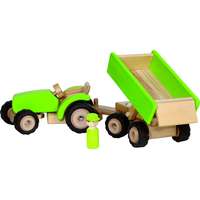 GOKI Fa traktor pótkocsival, zöld