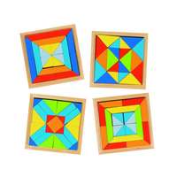 GOKI Fa puzzle és fa építőkocka, mozaik 4 db-os készlet