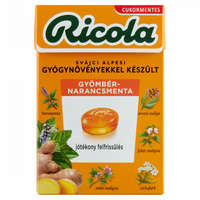  Ricola svájci alpesi gyógynövényekkel készült cukormentes gyömbér-narancsmenta cukorkák 40 g