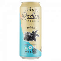  Pécsi Radler Prémium Bodza alkoholmentes világos sör és bodza ízű szénsavas üdítőital keverék 0,5 l