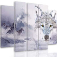  Vászonkép 5 rész, Vad farkas a hóban, Vászonkép 5 rész, Vad farkas a hóban - 100x70 cm