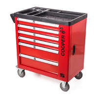 G21 Cooper 6 műhelykocsi, 6 fiókos, piros, max. terhelhetőség 150kg: fiókonként 25kg, +ajándék 120000Ft értékű****wellness utalvány