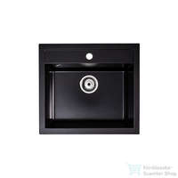 Lunart Lunart Cuki 56x51 cm-es öntött gránit mosogató medence szifon nélkül,Midnight black 5999861632114