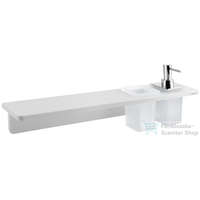 Sapho Sapho ABELINE rockstone polc, 2 furattal, 1 pohárral, 1 szappanadagolóval, 500x12x100mm, matt fehér (AE502-0101-02)