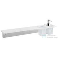 Sapho Sapho ABELINE rockstone polc, 2 furattal, 1 pohárral, 1 szappanadagolóval, 600x12x100mm, matt fehér (AE602-0101-02)