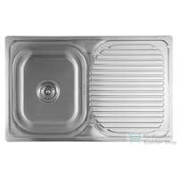 Aqualine AQUALINE Rozsdamentes mosogatótálca, csaptelep furat nélkül, csepegtető tálcával, 78x18x48cm, inox (AQ7848B)