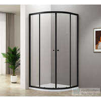 Aqualine AQUALINE ARLETA BLACK íves zuhanykabin, 900x900mm, matt fekete profil/transzparent üveg (BLS900)