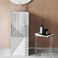 Laufen Laufen Kartell By Laufen szabadon álló mosdó 3 csaplyukkal,túlfolyó nélkül,speciális rejtett lefolyóval,fehér,fekete csíkokkal H811331D011581