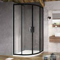 Ravak Ravak BLIX SLIM BLSCP4-90 90x90 cm-es negyedköríves tolóajtós zuhanykabin,Fekete+Transparent üveg X3BM70300Z1