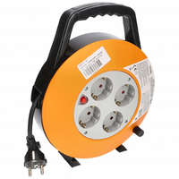 Kábeldob, 4 földelt aljzat, műanyag ház, gyerekzár, IP20, 3x1,0 mm², 10 m, HOME HJR 3-10