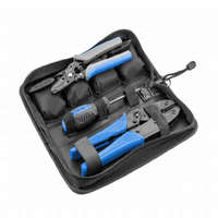 HÖGERT Krimpelő fogó és kábelvágó készlet, 225 mm, cserélhető betétes, 7 részes, HÖGERT HT1P177