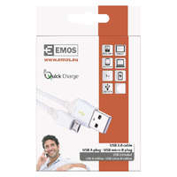  EMOS Töltő- és adatkábel USB-A 2.0 / micro USB-B 2.0, Quick Charge, 1 m, fehér