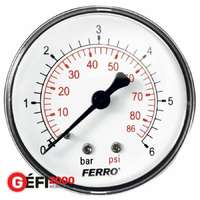Ferro FERRO nyomásmérő 63 mm hátsó csatl. (1/4) 0-6 bar