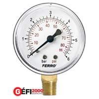 Ferro FERRO nyomásmérő 63 mm alsó csatl. (1/4) 0-6bar álló