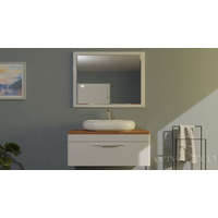 TMP TMP MOON 90 cm fehér - natúr dió - függesztett fürdőszobabútor mosdó nélkül - TOP COUNTER mosdókhoz