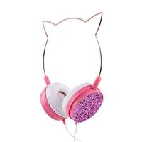 Cat YLFS-22 - pink / csillámos vezetékes fejhallgató (3,5 mm jack) - Headset