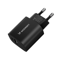 Telefon töltő: Wozinsky WGWCW - USB / Type-C (USB-C) portos fekete hálózati gyors töltőfej, 20W