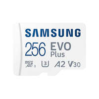 SAMSUNG SAMSUNG Memóriakártya, EVO Plus microSD kártya (2021) 256GB, CLASS 10, UHS-1, U3, V30, A2, + Adapter, R130/W