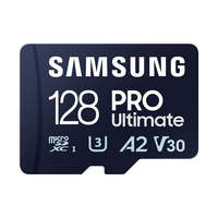 SAMSUNG SAMSUNG Memóriakártya, PRO Ultimate microSD 128GB, Class 10, V30, A2, Grade 3 (U3), R200/W130