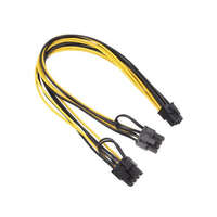 BLACKBIRD Tápkábel PCI-E 6 pin female to 2×8 pin male, 30cm