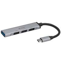 Tracer Tracer H40, 4 portos, USB 2.0, USB 3.0, USB Type C, Aluminium, USB Hub