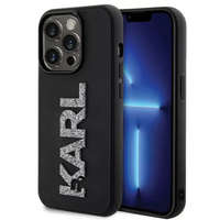  iPhone 15 Pro Max (6,7") hátlap tok, gumi, fekete, Karl Lagerfeld 3D Rubber Glitter Logo (KLHCP15X3DMBKCK)