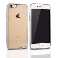 Samsung Galaxy S7 szilikon tok, átlátszó / ezüst, SM-G930, színes keretes