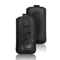  Forcell Deko fekete műbőr beledugós tok kör mintás iPhone 12 / 12 Pro (6,1") / Samsung Xcover 5 / S21 5G méret