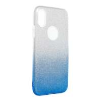  iPhone XS Max (6,5") szilikon tok, csillámos, hátlap tok, kék-ezüst