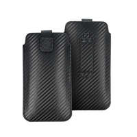  Forcell Pocket fekete carbon mintás beledugós tok iPhone 13 Mini / 6 / 7 / 8 / 12 Mini / Samsung S3 / S4 / A3