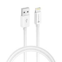 FORCELL iPhone 8pin gyorstöltő adatkábel, 1m, 2.4A / 5V / 12W, fehér, Forcell C703