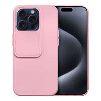  iPhone 15 Pro (6.1") hátlap tok, TPU tok, kamera védővel, rózsaszín, Slide