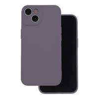 iPhone 15 (6.1") szilikon tok, hátlap tok, velúr belső, szürke, matt, Silicone Case