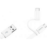 2in1 Type-C / micro USB adatkábel, gyári, 1.5M, 2A, fehér, Huawei AP55s (CSOMAGOLT)
