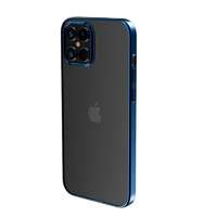 Devia iPhone 12 Pro Max (6,7") kemény hátlap tok, TPU tok, átlátszó / kék keret, Devia Glimmer