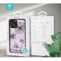 Devia iPhone 12 Pro Max (6,7") hátlap tok, TPU tok, virágos / köves mintás, fekete, Devia Crystal Flora