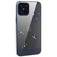 Devia iPhone 12 Pro Max (6,7") hátlap tok, TPU tok, virágos / köves mintás, kék, Devia Crystal Flora