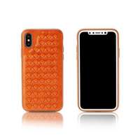 Remax iPhone X / XS (5,8") hátlap tok, műbör, fonott mintás, barna, Remax RM-1637