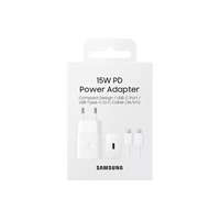 Samsung Samsung hálózati Type-C gyors töltőfej + Type-C - Type-C adatkábel, gyári, 15W / 2.4A, fehér, EP-T1510 (CSOMAGOLT)