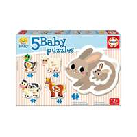 Educa Educa 5 az 1-ben Baby sziluett puzzle (3,4,5 db-os) - Állatok - Nyuszis (17574)