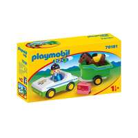 Playmobil Playmobil 1.2.3 - Kisautó lószállító pótkocsival játékszett (70181)